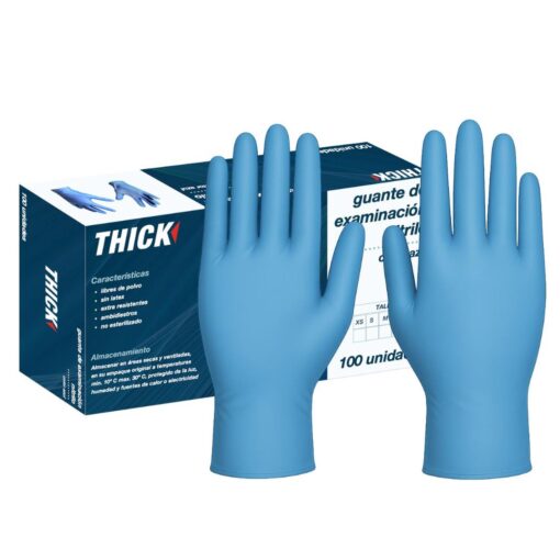 GUANTE NITRILO EXAMINACIÓN AZUL THICK (100 UNIDADES) - Imagen 3