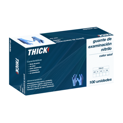 GUANTE NITRILO EXAMINACIÓN AZUL THICK (100 UNIDADES) - Imagen 2